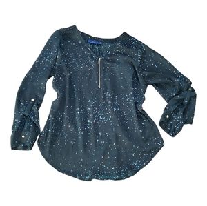 Apt.9 Longsleeved Flowy Pleated Back Dark Green Blouse Top / 0X